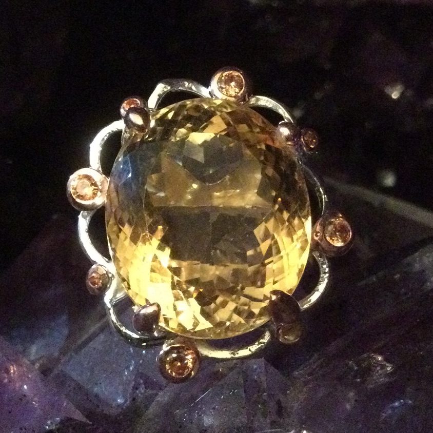 Gorgeous Large 32 Ctw Genuine Golden Citrine Ring